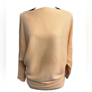 CeCe Pale Yellow Boat Neck Drop Sleeve Ribbed Sweater Size XS